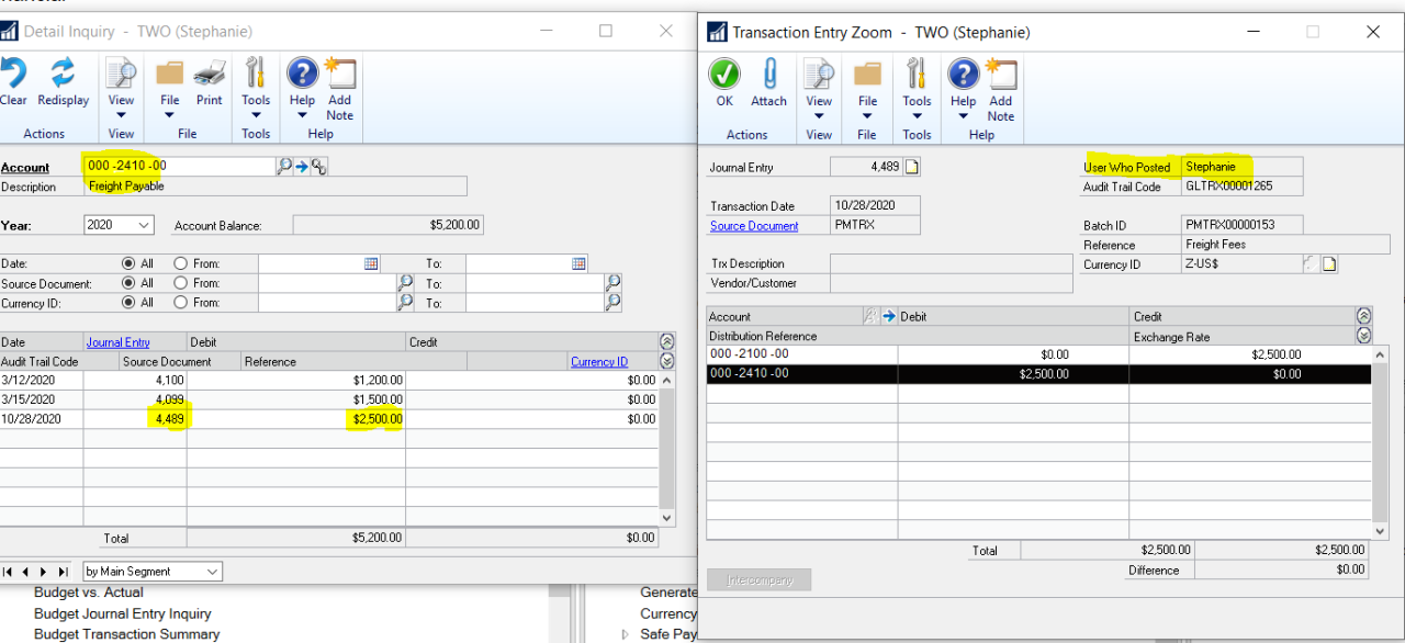 Dynamics GP Journal Entry - See Which User Posted