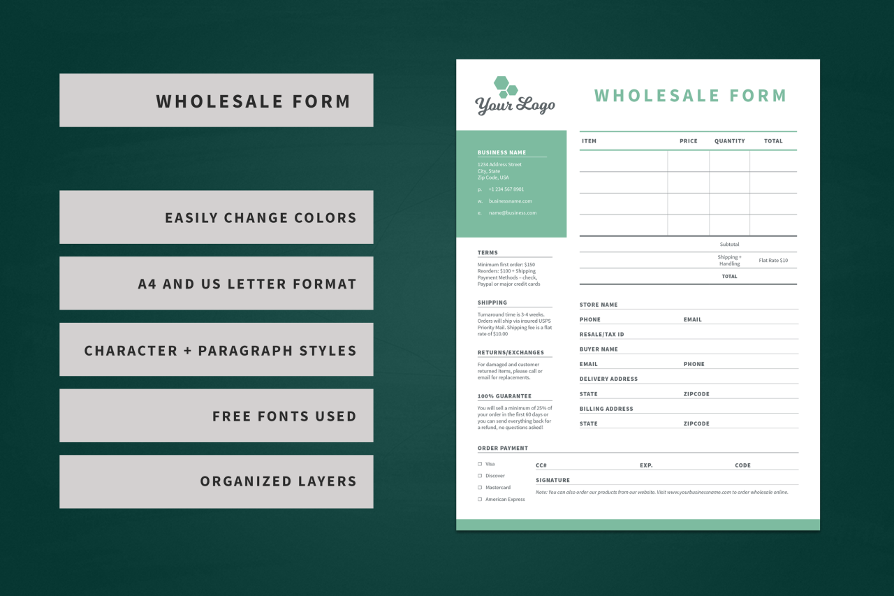 Wholesale Order Form Template — Lauren Hodges | Graphic Designer in ...